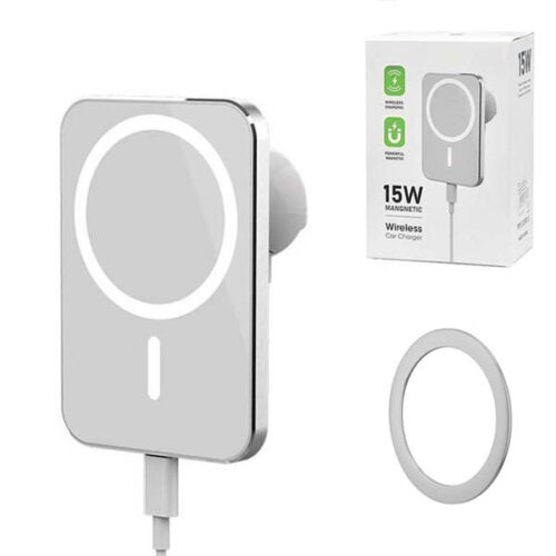 ładowarka bezprzewodowa 15w uchwyt samochodowy biała magsafe iphone / android
