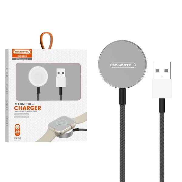 somostel ładowarka bezprzewodowa indukcyjna usb 10w 1,2m apple watch biały nylonowy oplon sms-zb15