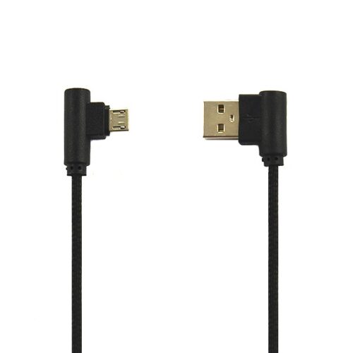 economy kabel usb micro nylon czarny 2a kątowy 1m