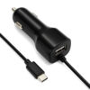ładowarka samochodowa usb typ-c 2a czarna vega proton + port usb 2100ma