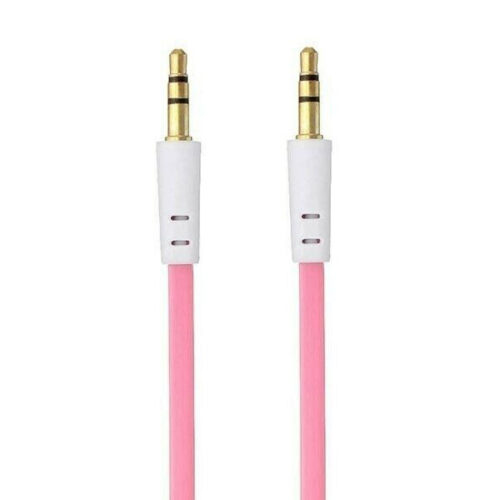 kabel jack wtyk-wtyk 0,9m płaski różowy 3,5 cala pink