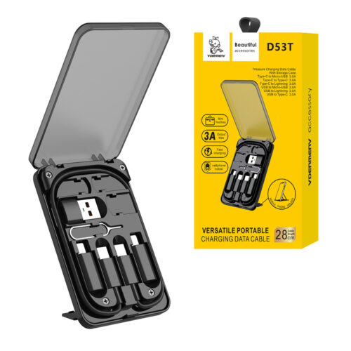 zestaw denmen adaptery micro typ-c iphone + kabel pd etui d53