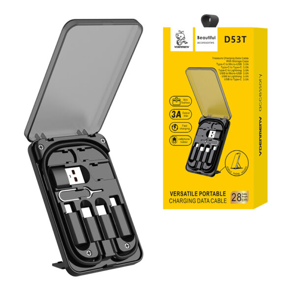 zestaw denmen adaptery micro typ-c iphone + kabel pd etui d53