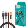 kabel usb 3w1 denmen kolor 2,4a 1m wzmacniany oplot d02e