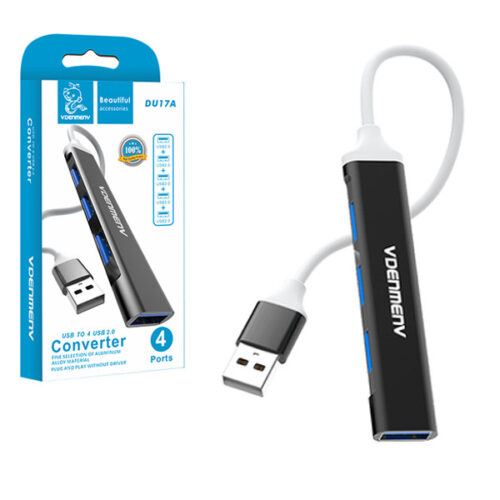 hub usb 4xusb denmen czarny aluminium du17