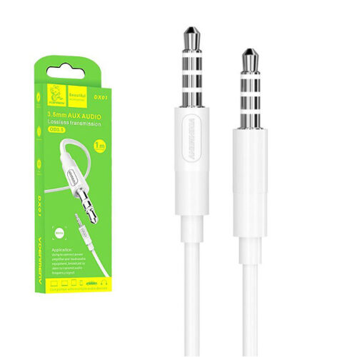 denmen kabel jack 3.5 cala - jack 3.5 cala 1m biały dx01w