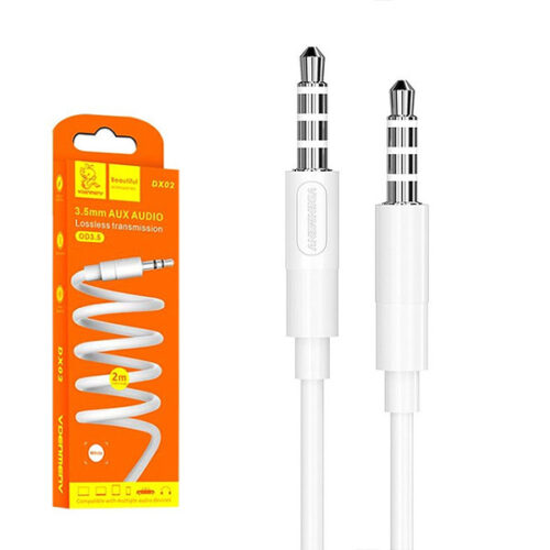 kabel stereo denmen jack do jack 3,5 cala biały 2m dx02