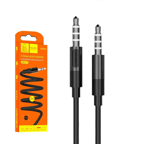 kabel stereo denmen jack do jack 3,5 cala czarny 2m dx02