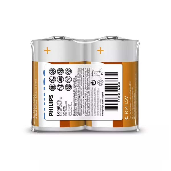 bateria philips r20 1.5v longlife 2 sztuki r20l2f