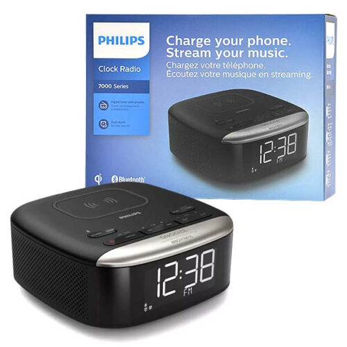 cyfrowe radio fm budzik alarm zegar bluetooth z ładowarką qi philips tar7606/10