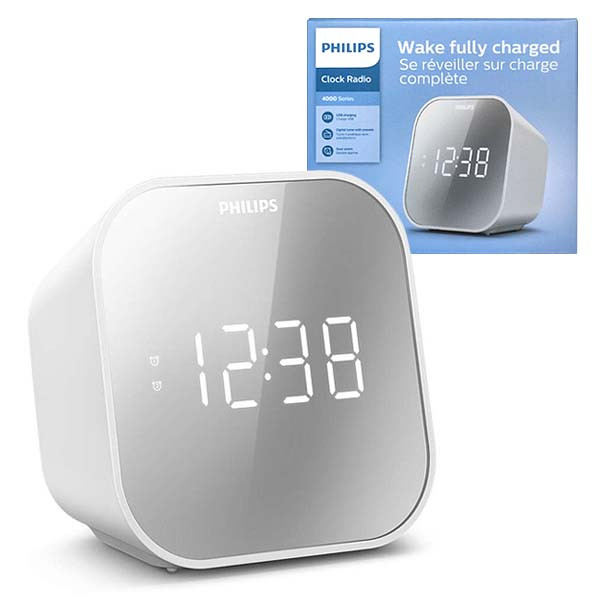cyfrowe radio fm lustrzane budzik alarm zegar usb philips tar4406/12