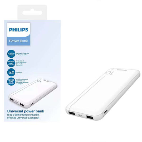 philips power bank 10000mah 2x usb-a bateria awaryjna biały dlp1810nw/62