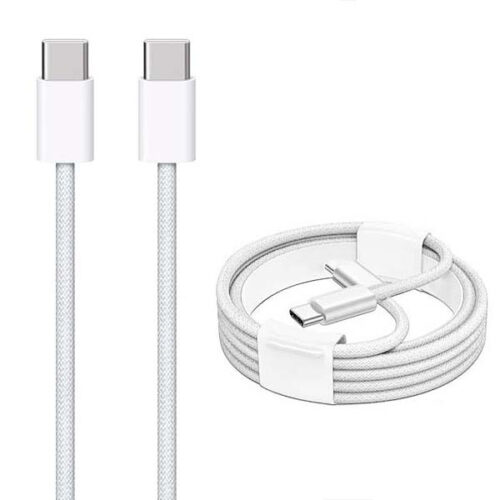 economy kabel usb pd typ-c do typ-c pd 60w biały oplot 1m do iphone 15