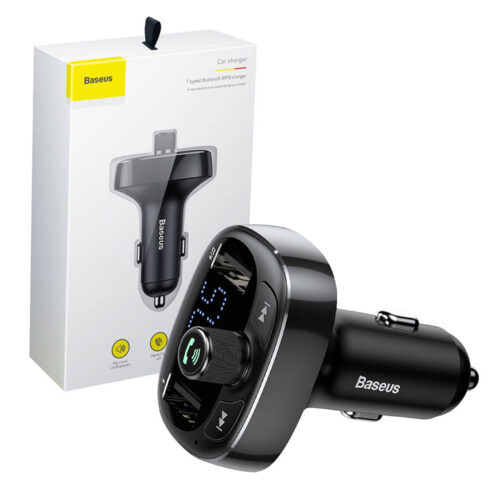 baseus transmiter fm bluetooth 4.2 mp3 + ładowarka samochodowa 2x usb 3.4a zestaw głośnomówiący microsd ccmt000301