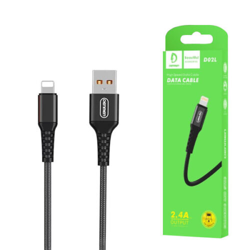kabel usb wzmacniany oplot iphone denmen czarny 1m d02l - uszkodzone pudełko