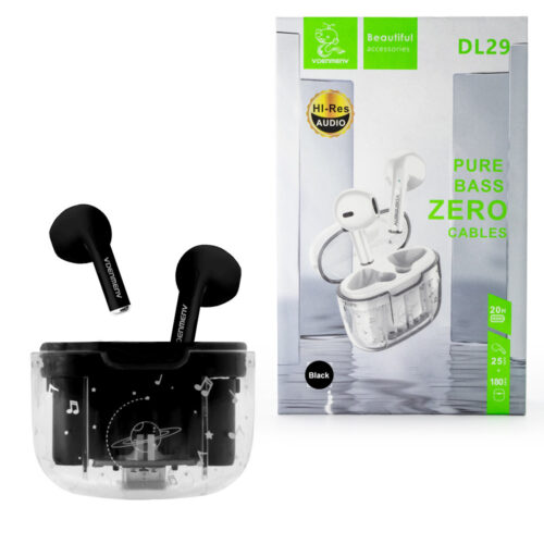 słuchawki bluetooth denmen earbuds czarne dl29 tws