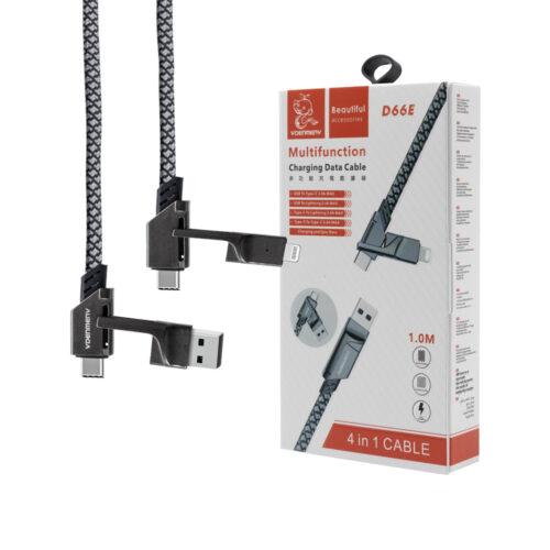 denmen kabel wzmacniany 4w1 czarny 65w d66e