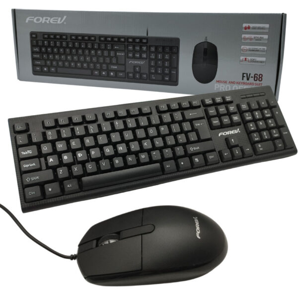 forev klawiatura przewodowa + mysz zestaw czarna fv-68