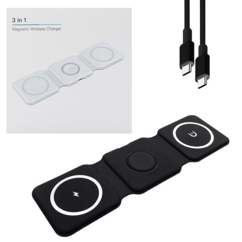 ecobox ładowarka magsafe bezprzewodowa czarny 3w1 15w