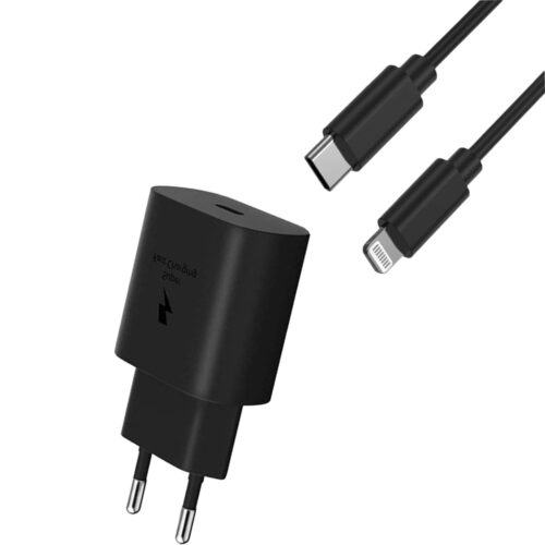 economy ładowarka sieciowa 3,6a 25w czarna pd typ-c ta800 + kabel typ-c do lightning 1m