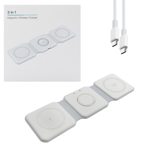 ecobox ładowarka magsafe bezprzewodowa biały 3w1 15w