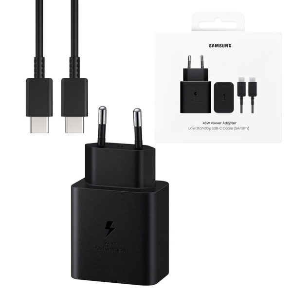 samsung ładowarka sieciowa typ-c pd ep-t4511 45w czarny 3a + kabel typ-c - typ-c
