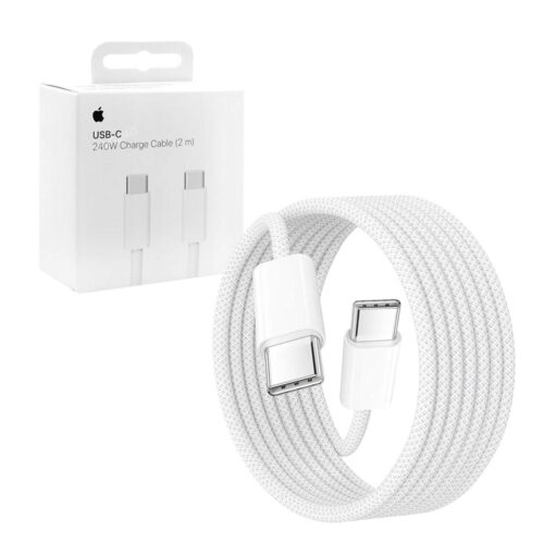 apple kabel typ-c -typ-c 2m 240w do iphone 15 biały oplot box