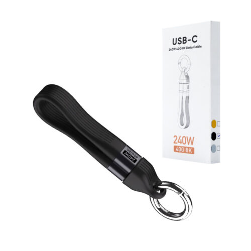ecobox kabel 240w typ-c do typ-c smycz wisiorek do telefonu czarny