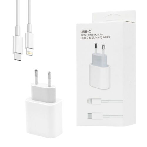 ecobox ładowarka sieciowa 20w biała typ-c pd + kabel iphone usb-c do lightning app box 2a 1m