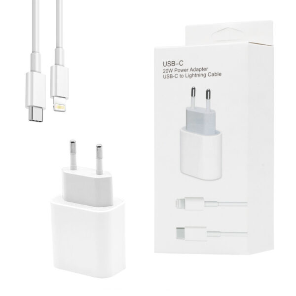 ecobox ładowarka sieciowa 20w biała typ-c pd + kabel iphone usb-c do lightning app box 2a 1m