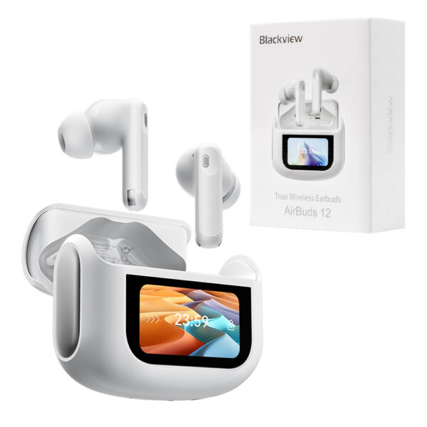 blackview słuchawka bluetooth airbuds 12 tws bt 5.4 lcd biały 400mah