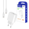 denmen ładowarka sieciowa 3,6a 20w biała denmen + kabel typ-c do typ-c 1m