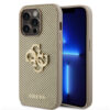 guess pu perforated 4g glitter metal logo case for iphone 14 pro max złoty