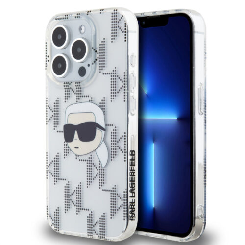 karl lagerfeld iml electroplated repeated logo case for iphone 15 pro transparent