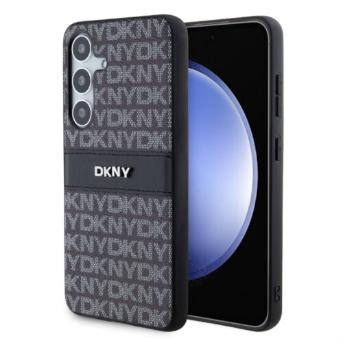 dkny pc/tpu repeat pattern tonal stripe case for samsung s24 czarny