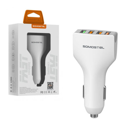 somostel ładowarka samochodowa 4xusb 5.4a quick charge qc3.0 biały sms-a66