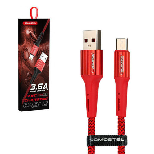 somostel kabel usb - microusb 3.6a 30w 1m quick charge qc3.0 czerwony sms-bw06