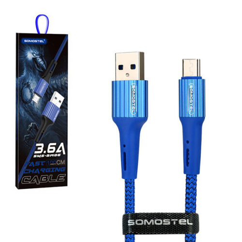 somostel kabel usb - microusb 3.6a 30w 1m quick charge qc3.0 niebieski powerline sms-bw06
