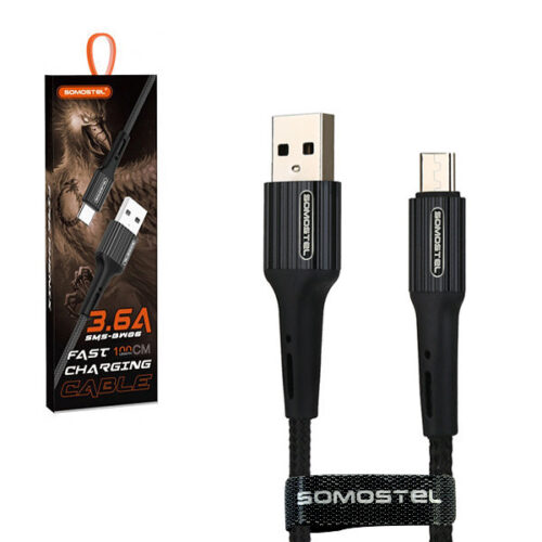 somostel kabel usb micro usb 3.6a czarny 6a qc 3.0 1m sms-bw06