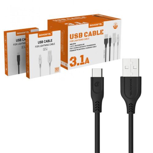 somostel kabel usb - typ-c 3.1a 30w 1m quick charge qc3.0 czarny powerline sms-bt09