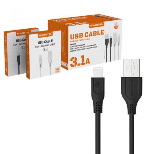 somostel kabel usb - lightning 3.1a 30w 1m quick charge qc3.0 czarny powerline sms-bt09