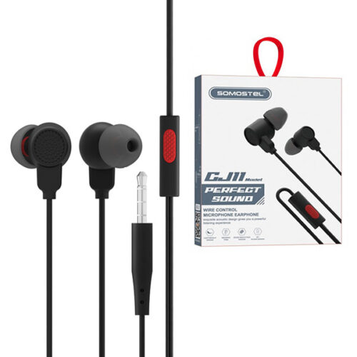 somostel słuchawki przewodowe douszne cj11 jack 3,5mm czarny sms-cj11