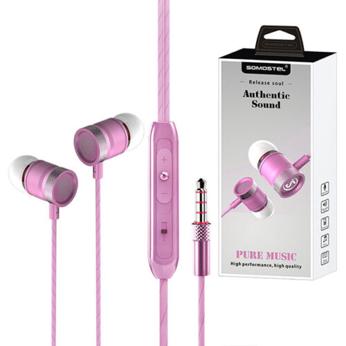somostel słuchawki przewodowe douszne cs03 autentis sound jack 3,5mm różowy sms-cs03