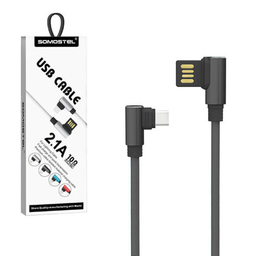 somostel kabel usb micro 2.1a czarny kątowy 2100mah quick charger qc 3.0 1m powerline sms-bw01