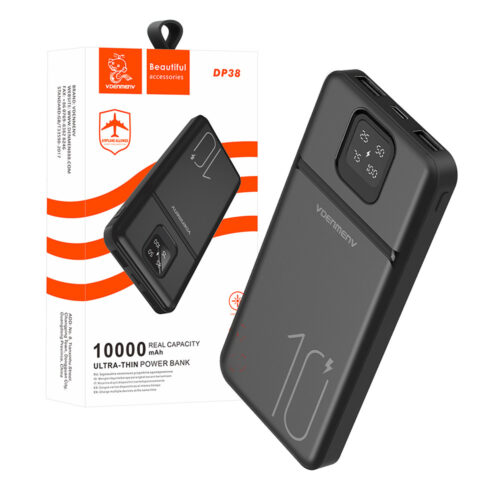 power bank denmen bateria awaryjna 10000mah czarny dp38 usb + typ-c