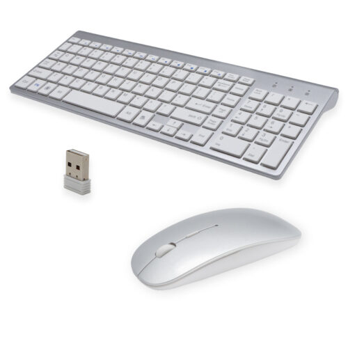 klawiatura + mysz optyczna bezprzewodowa srebrna imac zestaw