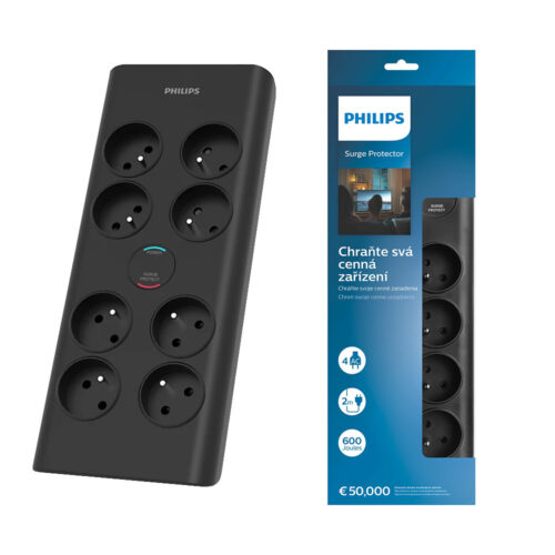 przedłużacz sieciowy philips listwa zasilająca przepięciowa 8 gniazda 2m czarny 16a spn7080ba/60