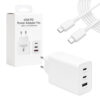 ecobox ładowarka sieciowa 65w białe 2xtyp-c oraz usb-a + kabel usb pd typ-c do typ-c 3a biały 1m