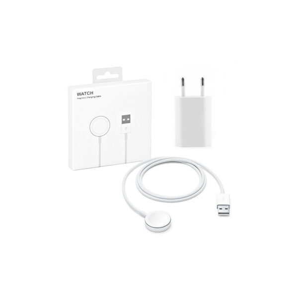 ecobox ładowarka bezprzewodowa do apple watch cable magsafe usb + ładowarka sieciowa usb 1a biała