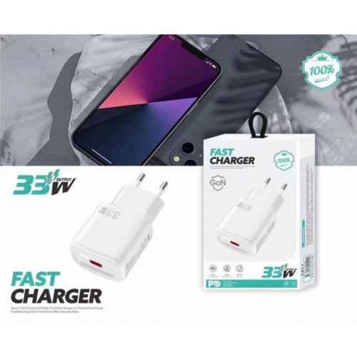 ecobox ładowarka sieciowa gan typ-c + kabel typ-c - typ-c 33w biały